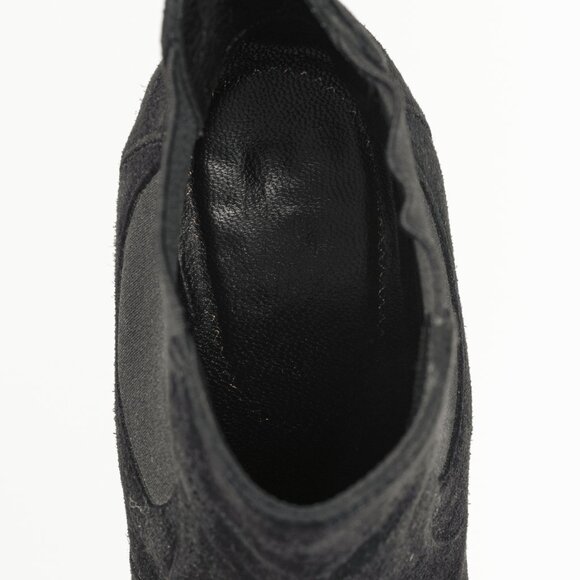 Yves Saint Laurent Nero Suede Chelsea Wedge Booties - Picture 8 of 9